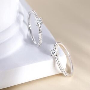 NWOB • Dainty Round Cubic Zirconia Alternative Eternity Wedding Band (Size 3.5)